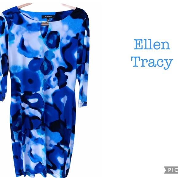 Ellen Tracy Dresses & Skirts - (Ellen Tracy) Royal Blue Abstract Floral Dress 10